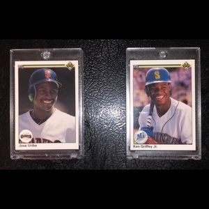 RARE! 1990 Upper Deck MLB Ken Griffey Jr 156 and Jose Uribe Double Error Cards!!